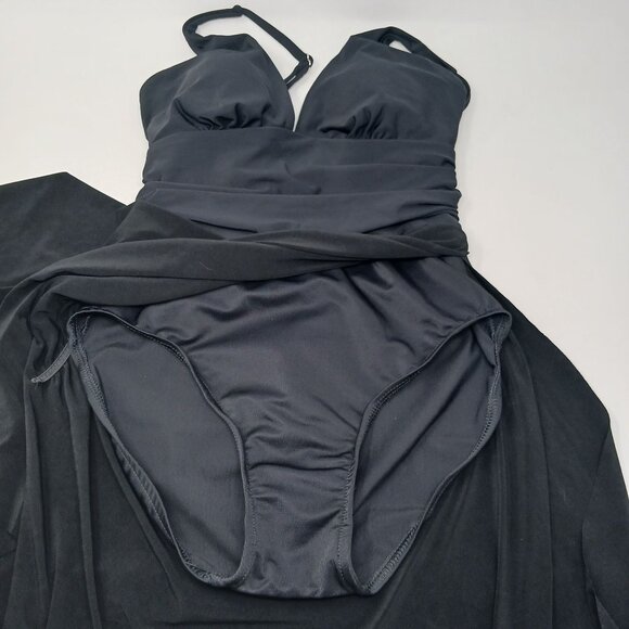 MagicSuit Celine Black Swimsuit Swim Dress Size 8 Ruched Shaping Pool Beach - Picture 13 of 16